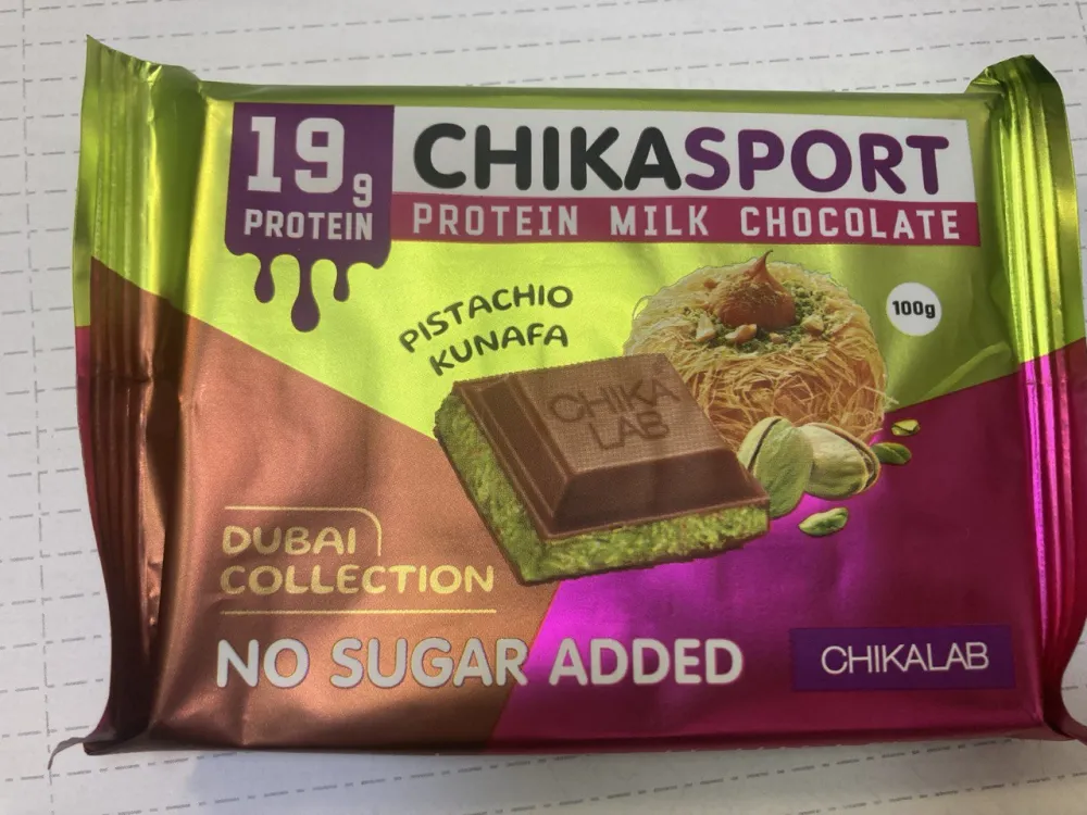 Молочный шоколад ChikaSport 100гр (Дубайский шоколад фисташка и кадайфом)