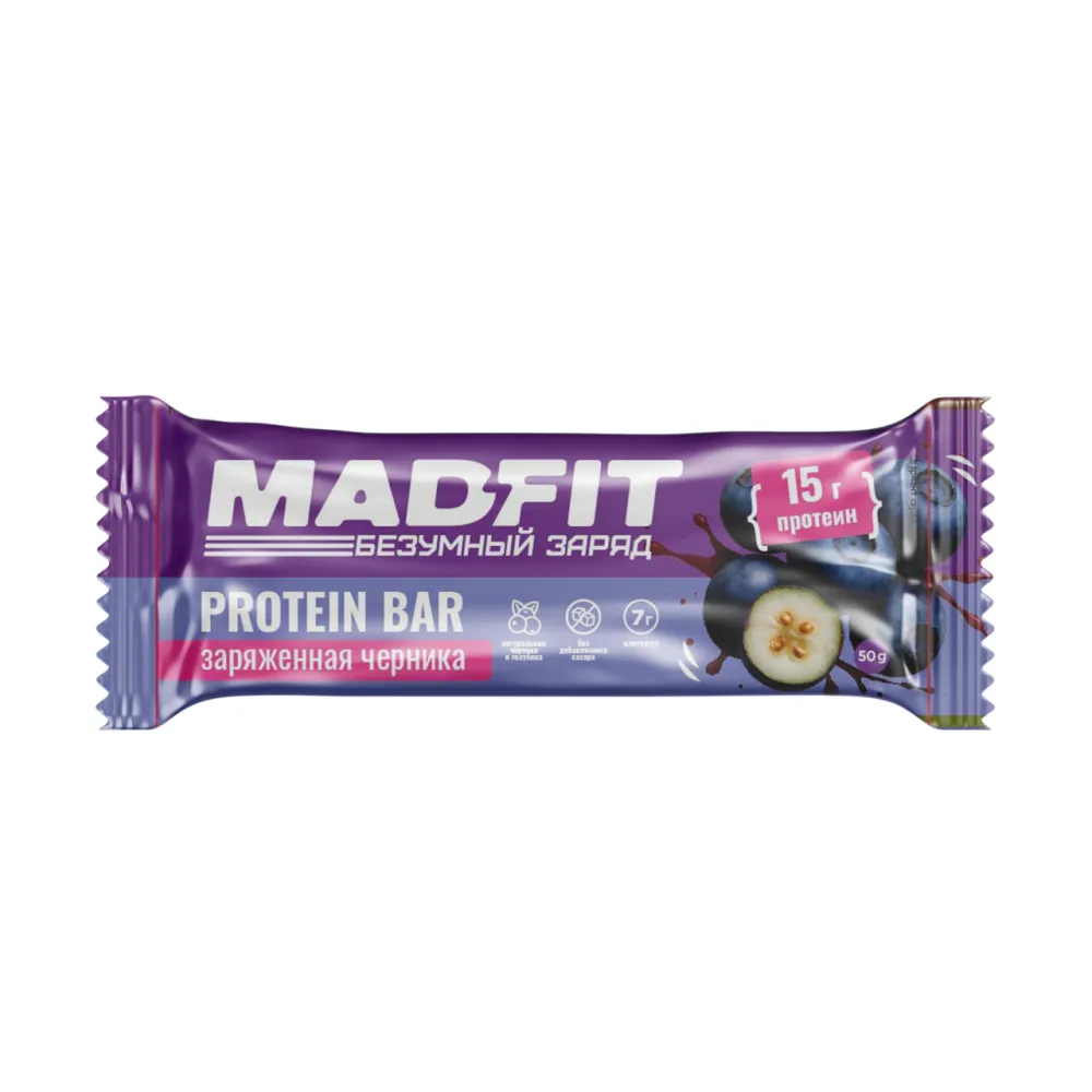 Батончик неглазированный "Mad Fit" " Черника голубика" 50гр