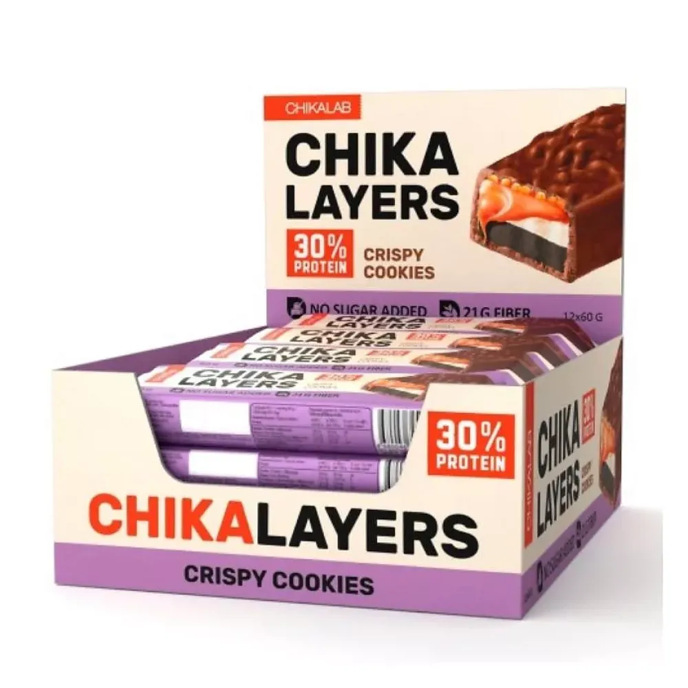 Батончик LAYERS CHIKALAB Хрустящее печенье с двойным шоколадом 60г